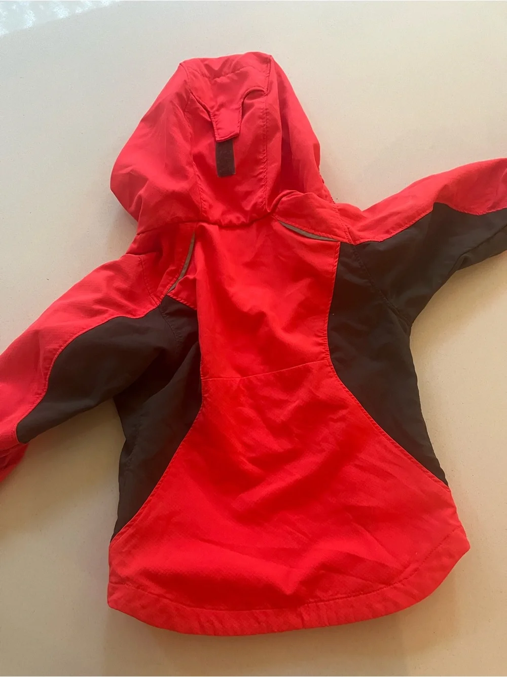 Columbia Kids Red Hooded Raincoat with Black Panels